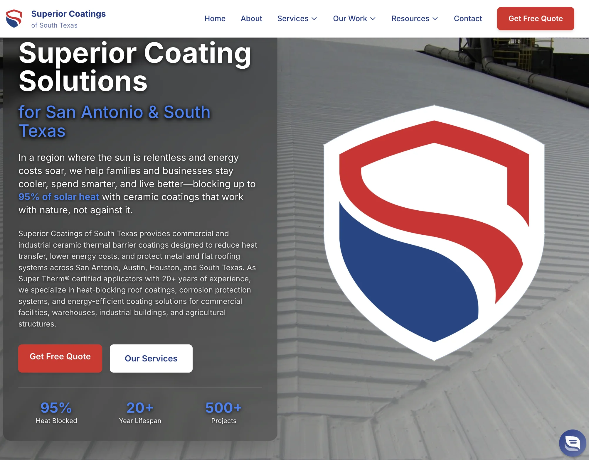 Superior Coatings Texas modern responsive website design featuring professional industrial coating services layout with improved navigation and SEO optimization